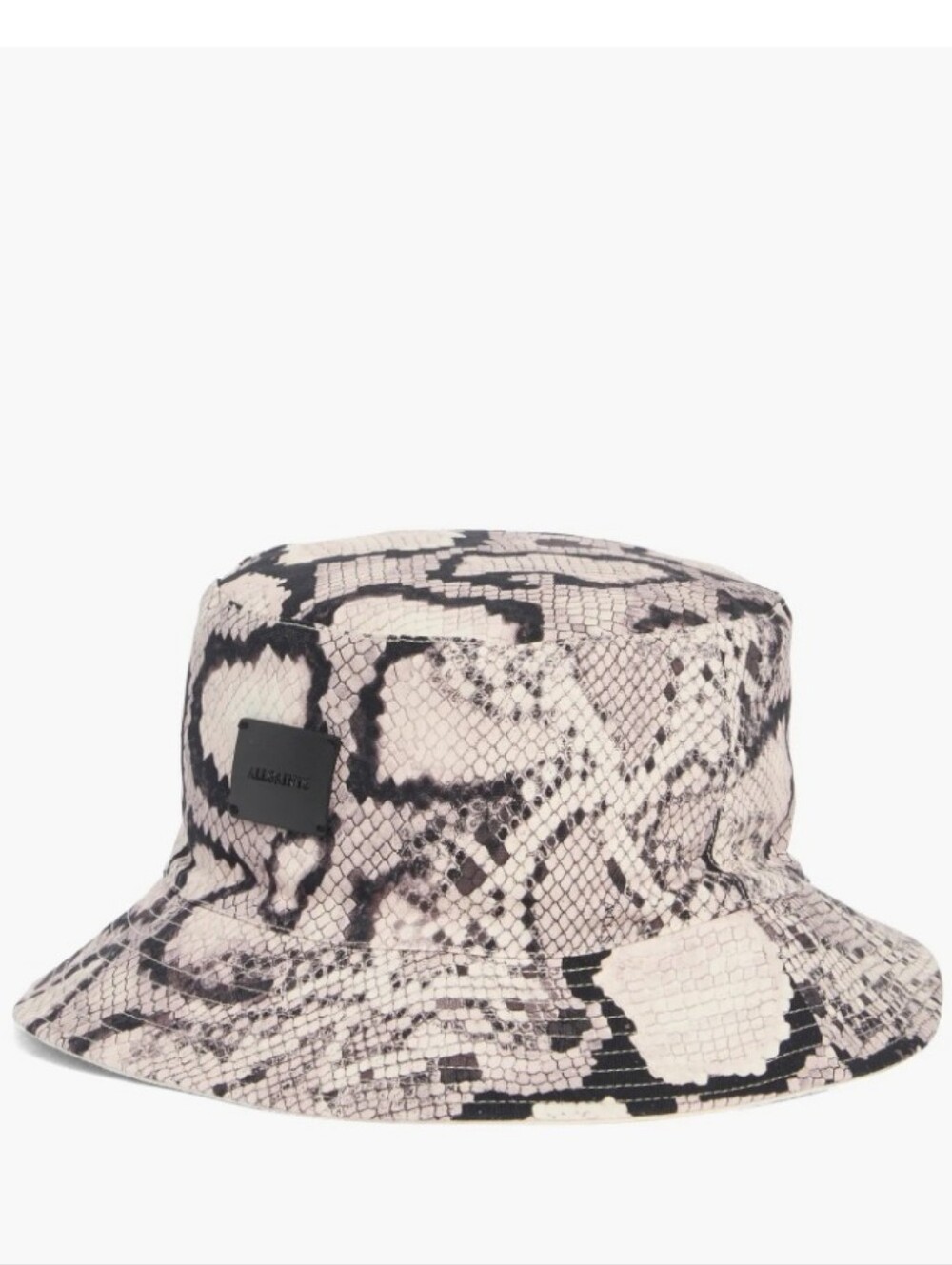 Allsaints Flow Bucket Hat Snake-Print Bucket Hat - Black & Cream